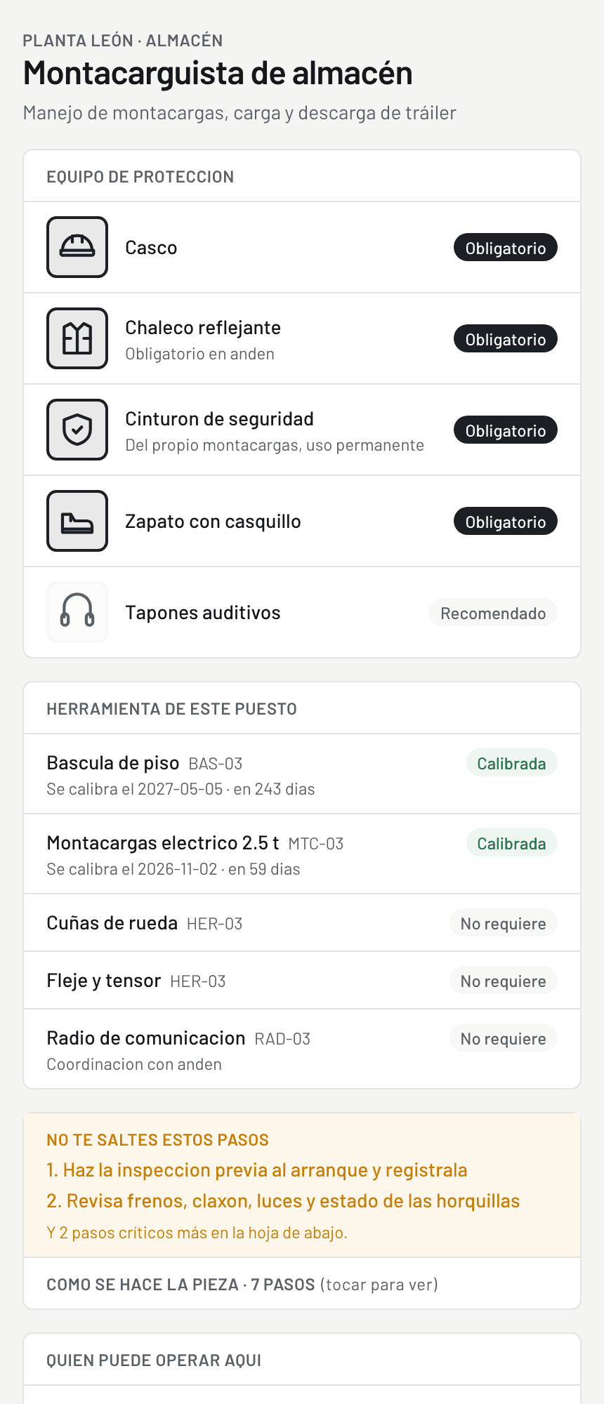 La estación en el celular del operador: equipo de protección, herramienta y quién puede operarla